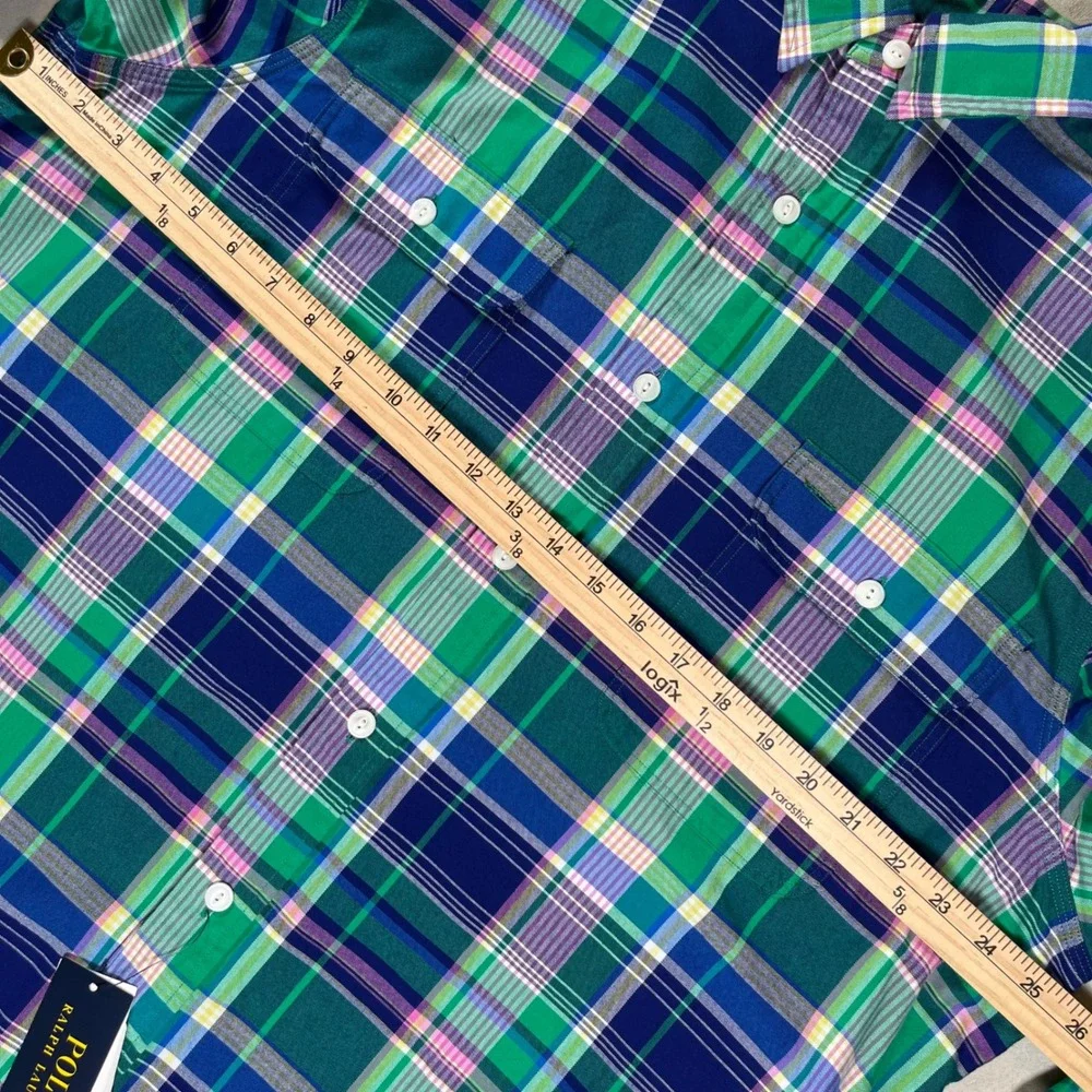 New Polo Ralph Lauren Button Up Men XL Green Multi Plaid Classic Fit Long Sleeve